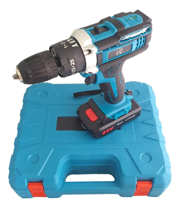Taladro Percutor Inalambrico Trabajo Industrial 3/8 Color Azul Frecuencia 60 24