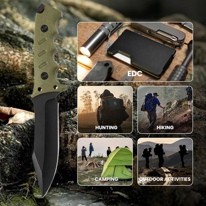 Jasni Cuchillo De Caza De Supervivencia Con Funda, Acero Ino