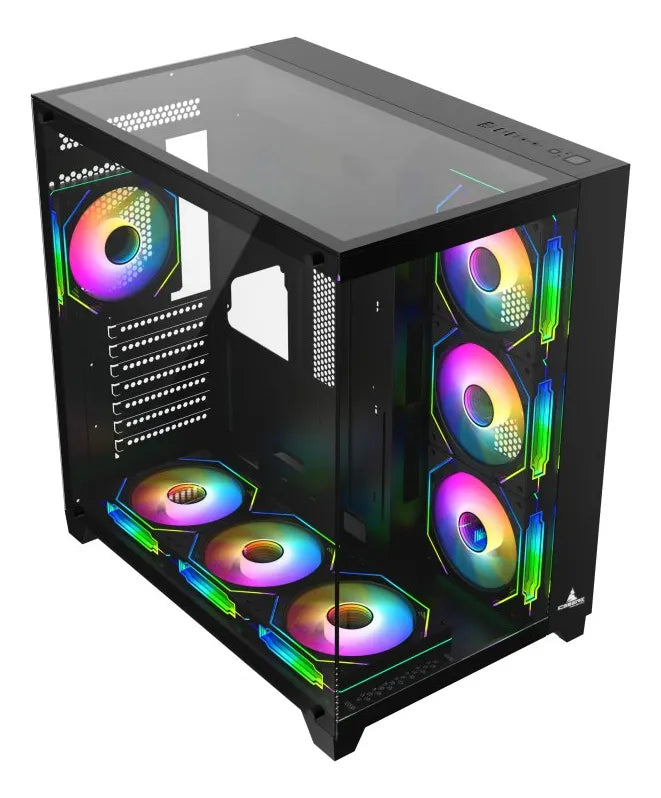 Gabinete Gamer Iceberg Crystal Cube Xl Negro X7 Fan Argb