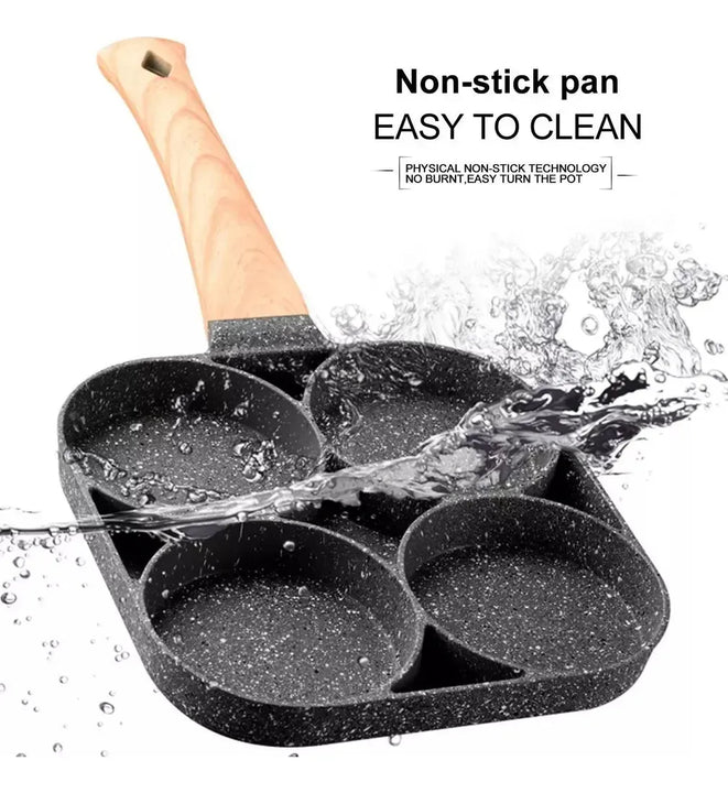 Sarten Antiadherente+ Brochas Mini 4 Puestos Huevos Arepas Silver