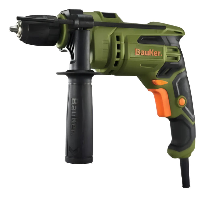 Taladro Percutor Bauker 3/8 650w 10mm Mango Lateral Color Verde