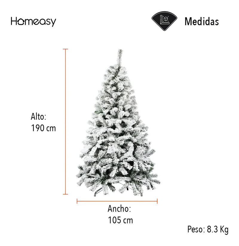 Árbol Artificial De Navidad Nevado 1.90 Color Verde