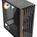 Caja Gabinete Gamer Iceberg Wood Core Argb 6 Ventiladores Negro