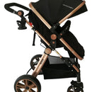 Coche de paseo Happy Baby Alizze travel system negro con chasis color dorado