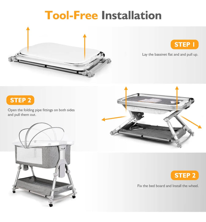Moiss Para Beb Con Cesta De Almacenamiento Y Ruedas, Cuna Fc