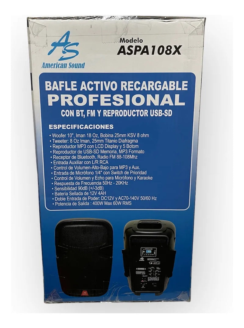 Cabina Activa De 10 Américan Sound Aspa108x Excelente Sonido Negro