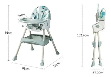 Silla De Comer Para Bebé 2 En 1 Mecedora Color Azul Niños