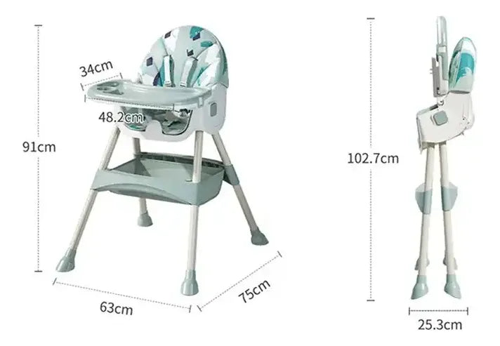 Silla De Comer Para Bebé 2 En 1 Mecedora Color Azul Niños