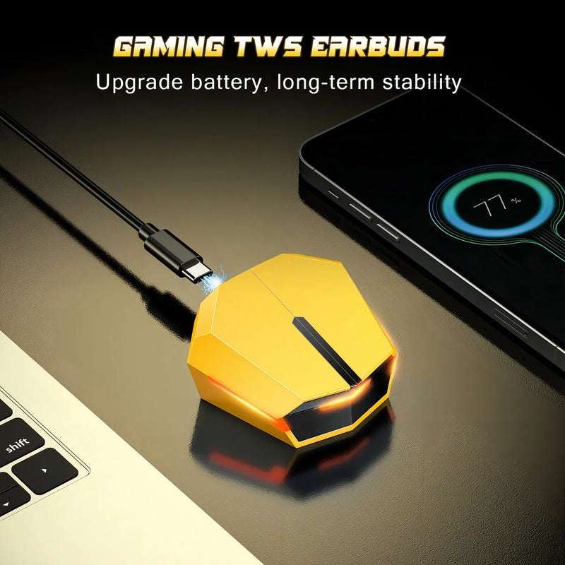 Audífonos Tws In-ear Gamer Inalámbricos Onikuma T32 Amarillo