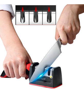 Afilador De Cuchillos Acero Mango Antideslizante Pro Color Negro
