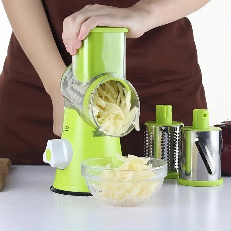 Cortador de verduras 3 en 1 de acero inoxidable y rallador de mesa