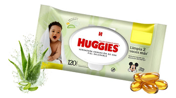 120 Toallitas Húmedas Huggies Aloe Vera / Vit E Piel Saludab