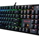 Teclado gamer Redragon Mitra QWERTY Outemu Blue español latinoamérica color negro con luz RGB
