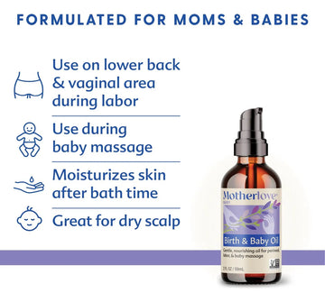 Motherlove Birth & Baby Oil (2 Onzas) Aceite Suave Con Infu.