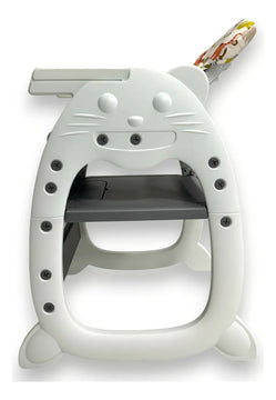 Silla De Comer De Bebe 3 En 1 Comedor Escritorio Mecedor Color Gris Oscuro Gato