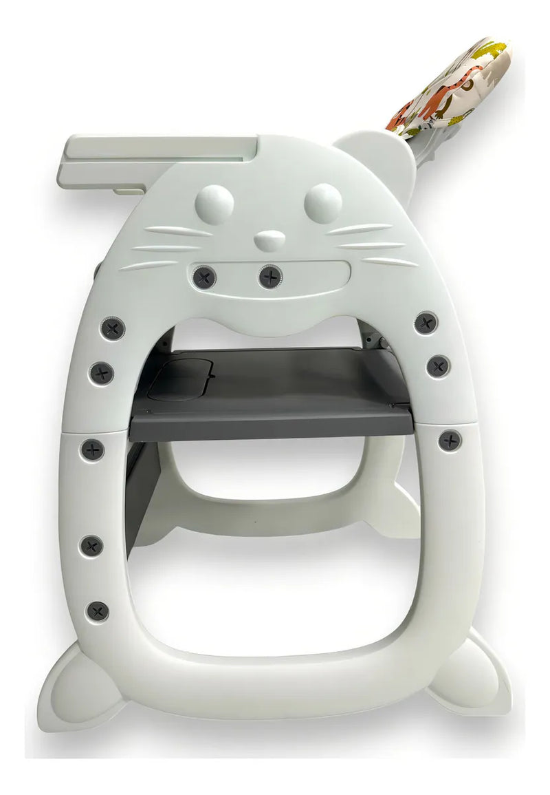 Silla De Comer De Bebe 3 En 1 Comedor Escritorio Mecedor Color Gris Oscuro Gato
