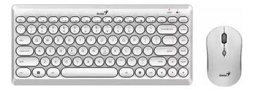 Combo Genius Teclado Y Mouse Q8000 Inalámbrico Tkl Mouse Blanco Teclado Blanco