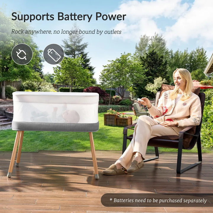 Moisés Eléctrico Automático Para Bebé Con 3 Velocidades Gris