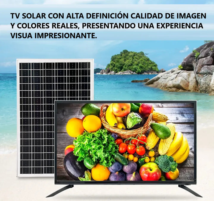Televisor Solar 32 Pulg Batería 60000mah Panel Bombillos Con
