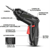 Destornillador Atornillador Eléctrico Inalambrico Recargable Negro