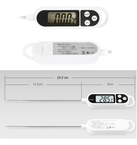 Termómetro Culinario Digital Blanco Para Bebidas Y Comida