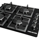 Estufa De Empotrar Challenger 4 Puestos Gas Vidrio Sq 6759 Color Negro