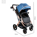 Coche Bebé Reclinable Moises Bebesit Gold Lx, Plegable Azul Chasis Dorado