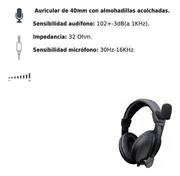Audifonos Diadema Star Tec 3.5 Mm Negro Con Microfono St-hp-