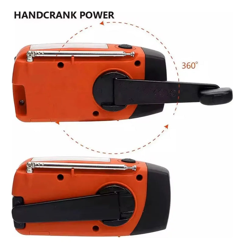 Radio Recargable Solar Crank Con Linterna Y Power Bank Rojo