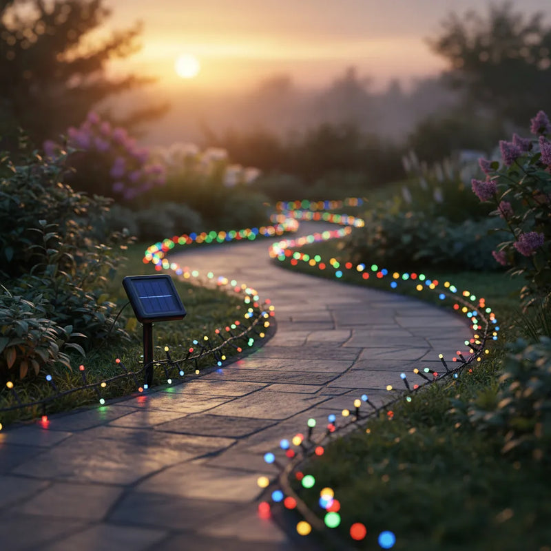 Extension Navideña Multicolor Recarga Solarmente 100 Led