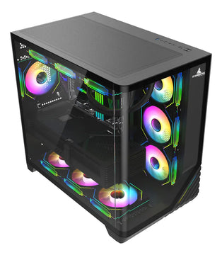 Gabinete Gamer Iceberg Crystal Wave L 7 Ventiladores Argb Negro