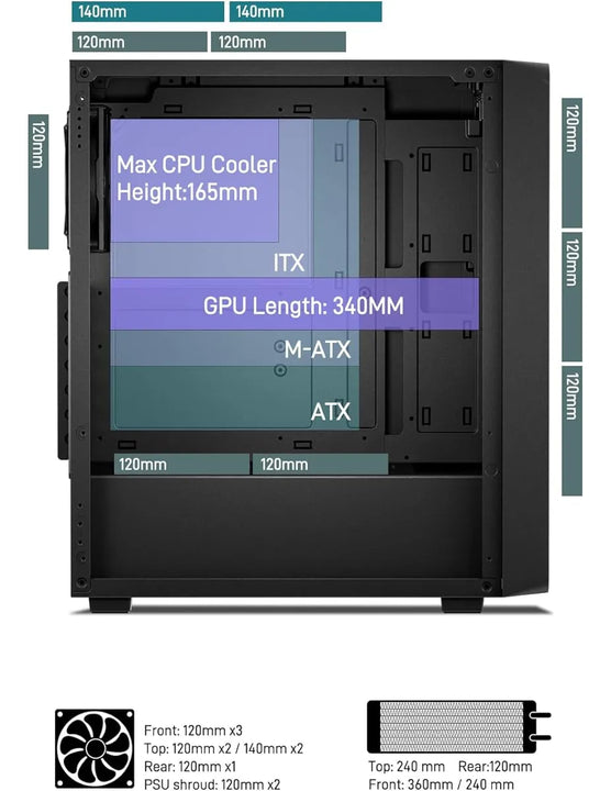 Caja Pc Darkrock Ec2 Atx, Vidrio Templado, 40 Gpus, Usb-c