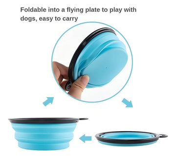 Plato De Goma Plegable Portátil De Mascotas Perro Y Gato Color Negro