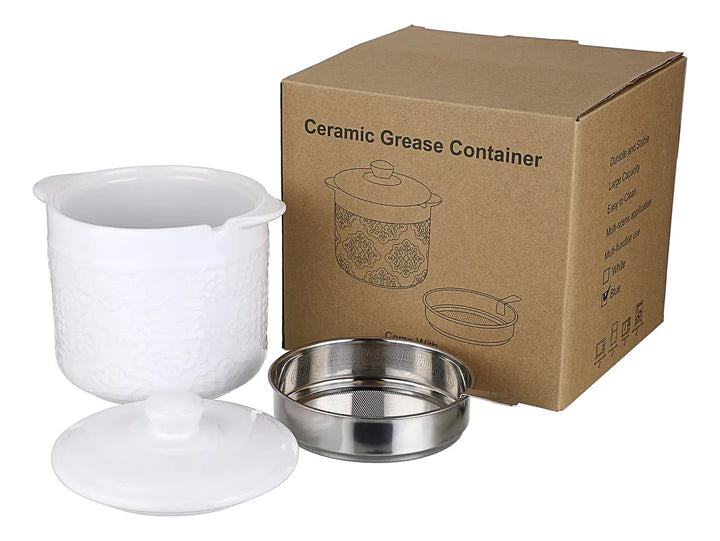 Bstkey Recipiente De Grasa De Tocino De Ceramica Con Colador