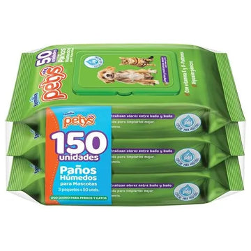 Petys Paños Húmedos 150 Unidades Agua Unica