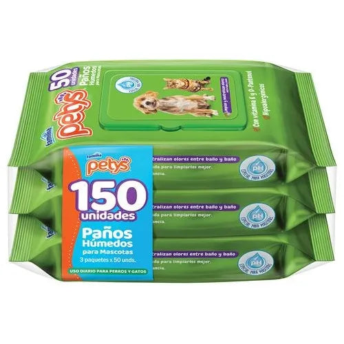 Petys Paños Húmedos 150 Unidades Agua Unica