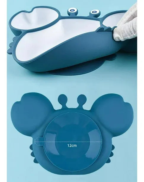 Plato Silicona Bebé Irrompible Antideslizante Niñas Niños Azul Cangrejo Cangrejo