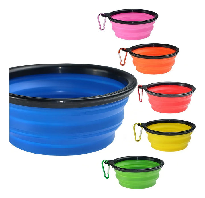 Plato De Goma Plegable Portátil De Mascotas Perro Y Gato Color Rojo