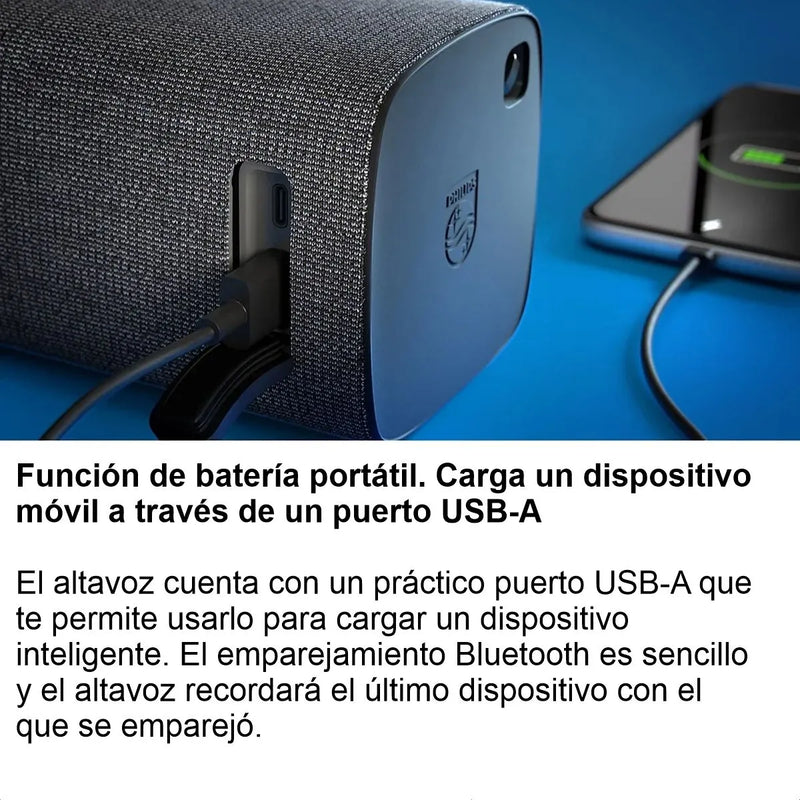 Kit Estéreo 2 Parlante Inalámbrico Philips Tas7505, 60w Ipx7 Negro