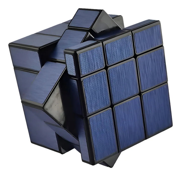 Cubo Rubik 3x3 Mirror Qiyi Espejo Azul Acero Cuerpo Negro 5.6cm