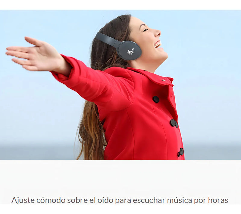 Audífonos Bluetooth 5.0 Xtech Xth-613, Micrófono / Micro Sd Color Negro