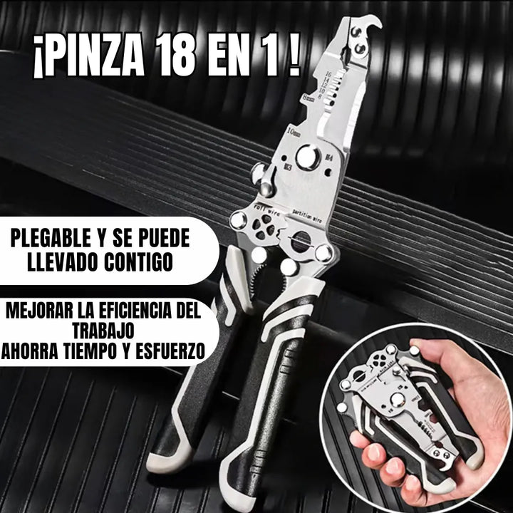 Alicate Multiherramienta Electricista Plegable Multiusos18-1 - Negro