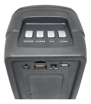 Parlante Portátil Mini Cabina Bluetooth Luz Led Radio Fm Color Negro