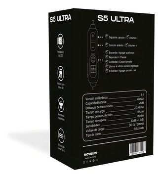 Audífonos Bluetooth Movisun S5 Ultra Color Negro