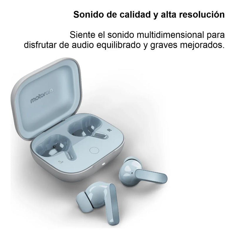 Auriculares Motorola Moto Buds Bluetooth 5.3 Celeste Ilusion