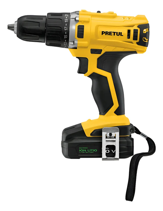 Taladro Inalámbrico 1/2'' 20 V 1500 Rpm Pretul 26118 - Amarillo