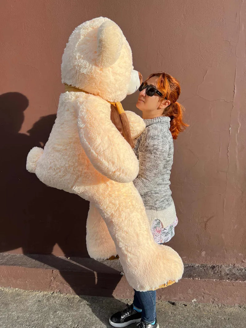 Oso De Peluche Gigante Metro Y Medio 1,50 +moño + 5 Globos Mantequilla