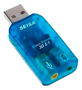 Tarjeta De Sonido Usb 5.1. Audifonos Y Microfono Plug 3.5mm Color Azul