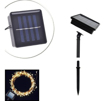 Luz Led Navideña Recargable Con Panel Solar 200 Leds Imperme Amarillo
