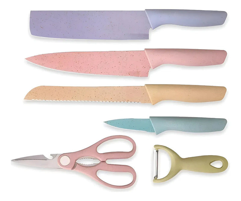 Set De Cuchillos Colores Pastel X6 Piezas Color Tonos pasteles